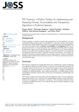 FAT Forensics: A Python Toolbox for Implementing and Deploying Fairness,
  Accountability and Transparency Algorithms in Predictive Systems