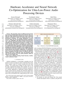 Hardware Accelerator and Neural Network Co-Optimization for
  Ultra-Low-Power Audio Processing Devices