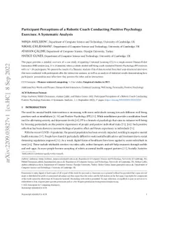 Participant Perceptions of a Robotic Coach Conducting Positive
  Psychology Exercises: A Systematic Analysis