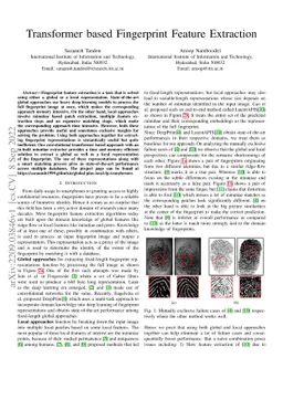 Transformer based Fingerprint Feature Extraction