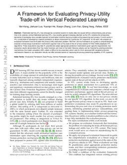 A Framework for Evaluating Privacy-Utility Trade-off in Vertical
  Federated Learning