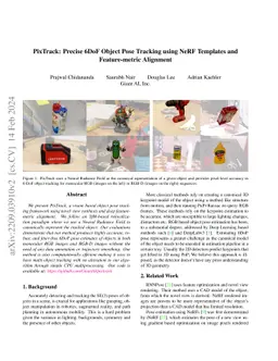 PixTrack: Precise 6DoF Object Pose Tracking using NeRF Templates and
  Feature-metric Alignment