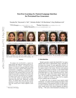 Text-Free Learning of a Natural Language Interface for Pretrained Face
  Generators