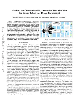 OA-Bug: An Olfactory-Auditory Augmented Bug Algorithm for Swarm Robots in a Denied Environment