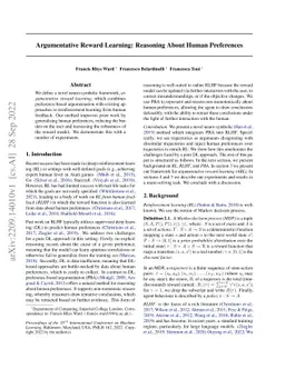 Argumentative Reward Learning: Reasoning About Human Preferences
