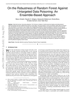 On the Robustness of Random Forest Against Untargeted Data Poisoning: An
  Ensemble-Based Approach