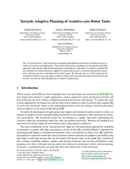 Towards Adaptive Planning of Assistive-care Robot Tasks