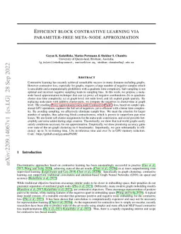Efficient block contrastive learning via parameter-free meta-node
  approximation