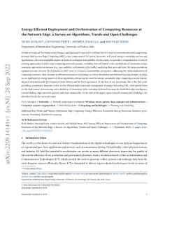 Energy Efficient Deployment and Orchestration of Computing Resources at
  the Network Edge: a Survey on Algorithms, Trends and Open Challenges