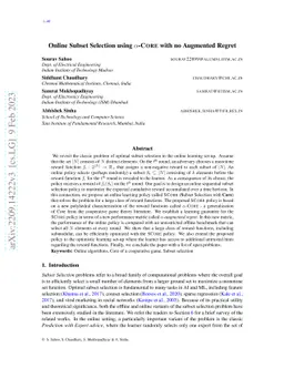 Online Subset Selection using $α$-Core with no Augmented Regret