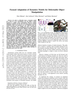 Focused Adaptation of Dynamics Models for Deformable Object Manipulation