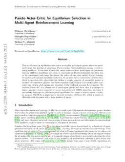 Pareto Actor-Critic for Equilibrium Selection in Multi-Agent
  Reinforcement Learning
