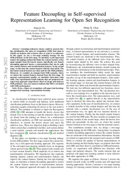 Feature Decoupling in Self-supervised Representation Learning for Open
  Set Recognition