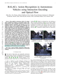 RALACs: Action Recognition in Autonomous Vehicles using Interaction
  Encoding and Optical Flow
