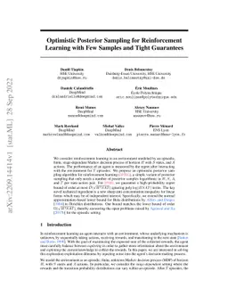 Optimistic Posterior Sampling for Reinforcement Learning with Few
  Samples and Tight Guarantees