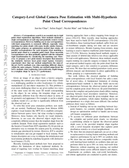 Category-Level Global Camera Pose Estimation with Multi-Hypothesis Point
  Cloud Correspondences