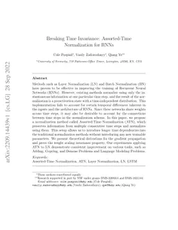 Breaking Time Invariance: Assorted-Time Normalization for RNNs