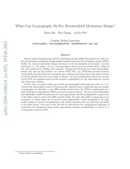 What Can Cryptography Do For Decentralized Mechanism Design