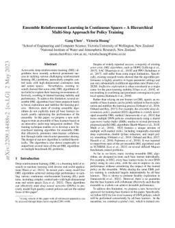 Ensemble Reinforcement Learning in Continuous Spaces -- A Hierarchical
  Multi-Step Approach for Policy Training