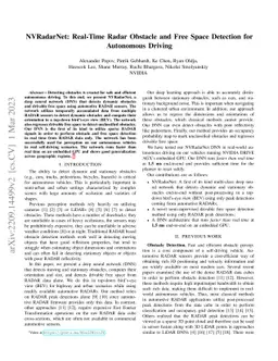 NVRadarNet: Real-Time Radar Obstacle and Free Space Detection for
  Autonomous Driving