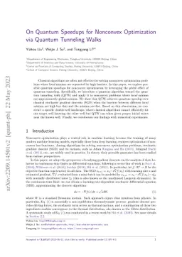 On Quantum Speedups for Nonconvex Optimization via Quantum Tunneling
  Walks