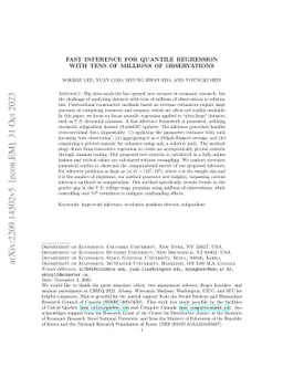 Fast Inference for Quantile Regression with Tens of Millions of
  Observations