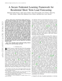 A Secure Federated Learning Framework for Residential Short Term Load
  Forecasting