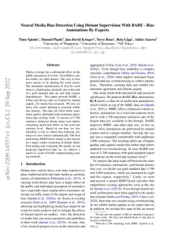 Neural Media Bias Detection Using Distant Supervision With BABE -- Bias
  Annotations By Experts