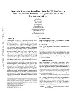 Dynamic Surrogate Switching: Sample-Efficient Search for Factorization
  Machine Configurations in Online Recommendations