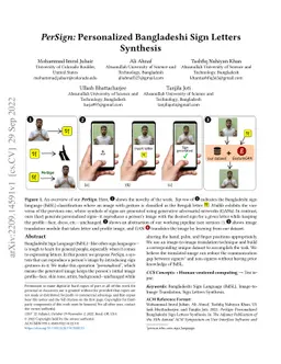 PerSign: Personalized Bangladeshi Sign Letters Synthesis
