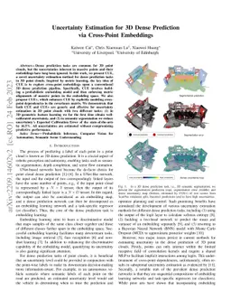 Uncertainty Estimation for 3D Dense Prediction via Cross-Point
  Embeddings
