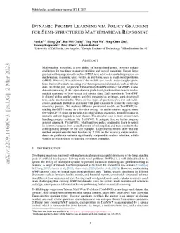 Dynamic Prompt Learning via Policy Gradient for Semi-structured
  Mathematical Reasoning