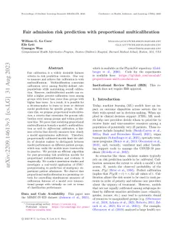 Fair admission risk prediction with proportional multicalibration