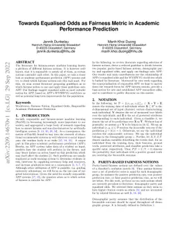 Towards Equalised Odds as Fairness Metric in Academic Performance
  Prediction