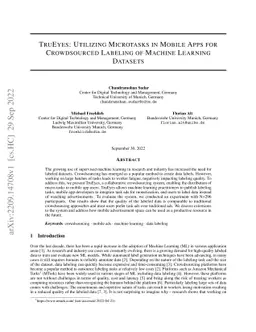 TruEyes: Utilizing Microtasks in Mobile Apps for Crowdsourced Labeling
  of Machine Learning Datasets
