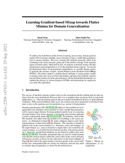 Learning Gradient-based Mixup towards Flatter Minima for Domain
  Generalization