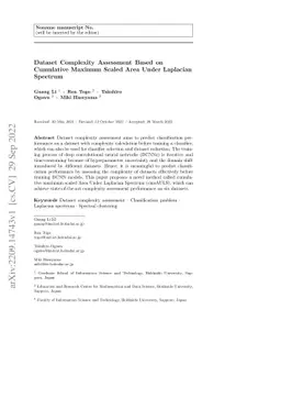 Dataset Complexity Assessment Based on Cumulative Maximum Scaled Area
  Under Laplacian Spectrum