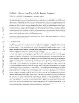 On Physics-Informed Neural Networks for Quantum Computers