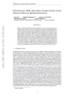 Continuous PDE Dynamics Forecasting with Implicit Neural Representations