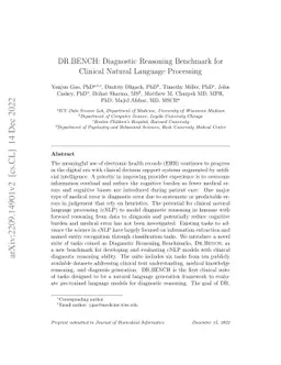 DR.BENCH: Diagnostic Reasoning Benchmark for Clinical Natural Language
  Processing