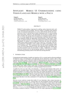 Spotlight: Mobile UI Understanding using Vision-Language Models with a
  Focus