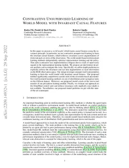 Contrastive Unsupervised Learning of World Model with Invariant Causal
  Features