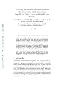 Controlling and scripting laboratory hardware with open-source,
  intuitive interfaces: OpenFlexure Voice Control and OpenFlexure Blockly