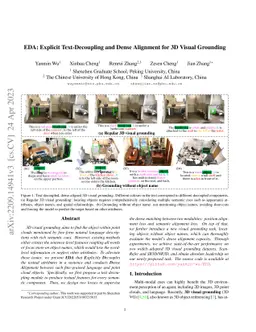 EDA: Explicit Text-Decoupling and Dense Alignment for 3D Visual
  Grounding