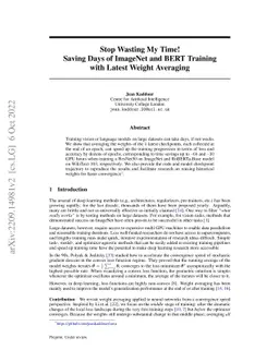 Stop Wasting My Time! Saving Days of ImageNet and BERT Training with
  Latest Weight Averaging