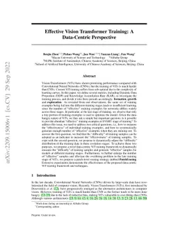 Effective Vision Transformer Training: A Data-Centric Perspective