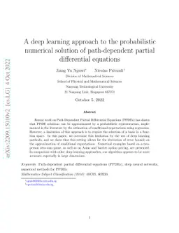 A deep learning approach to the probabilistic numerical solution of
  path-dependent partial differential equations