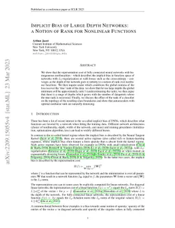 Implicit Bias of Large Depth Networks: a Notion of Rank for Nonlinear
  Functions