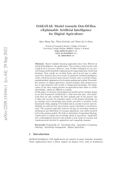OAK4XAI: Model towards Out-Of-Box eXplainable Artificial Intelligence
  for Digital Agriculture