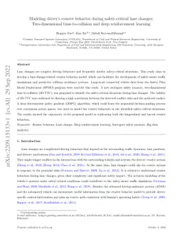 Modeling driver's evasive behavior during safety-critical lane
  changes:Two-dimensional time-to-collision and deep reinforcement learning